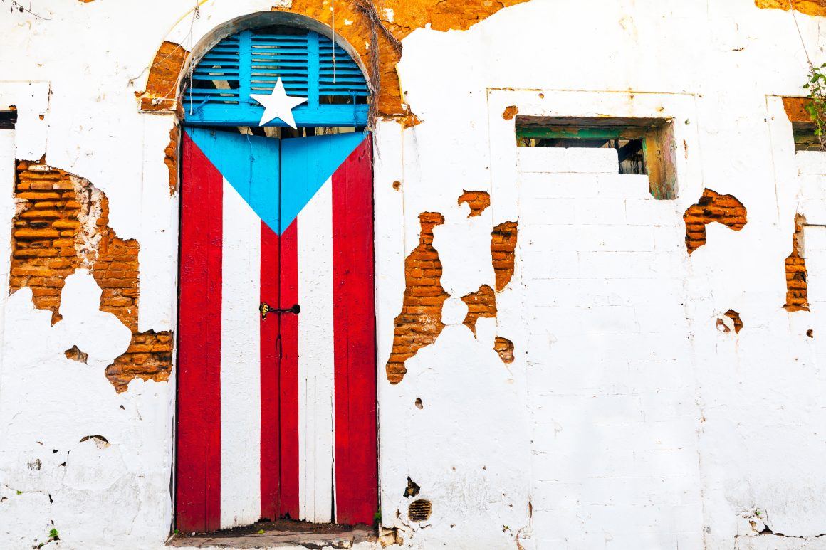 Puerto Rico flag painted onto door